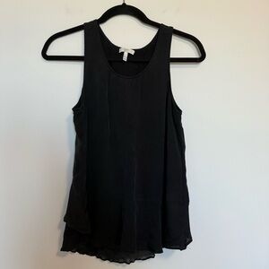 Joie Sleeveless Black Silk Ruffle Tank Small